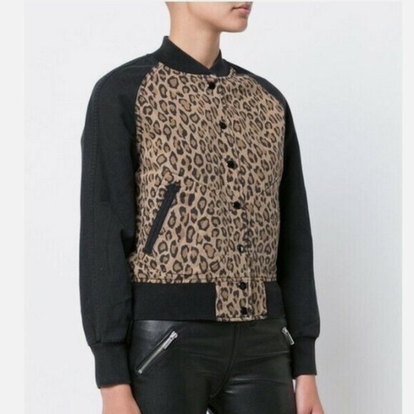 R13 Leopard Print Bomber Jacket Size Small - Picture 1 of 12